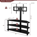 43.3" Multi-Function TV Stand Height Adjustable Bracket Swivel 3 Tier - Black by HouseOfZazla