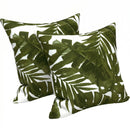 2 Pack Outdoor Throw Pillows, Waterproof & Fade-Resistant Patio Cushions (18x18 Inch, Green Leaf)