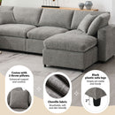 Modern Modular Cloud Sofa Bed, 6 Seat Sectional Couch Set With Ottoman, Free Combination, Convertible U Shaped Sleeper Sofa For Living Room