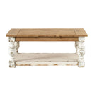 Rectangle Coffee Wooden Coffee Table, French Country Coffee Table - Brown / Antique White by HouseOfZazla