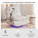 270 Degree Swivel Power Recliner with Voice Control, Bluetooth Music Player,USB Ports, Atmosphere Lamp, Hidden Arm Storage and Mobile Phone Holder for Living Room, Bedroom, Apartment, Beige