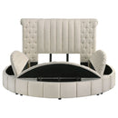 Santiago - Upholstered Round Storage Bed With Built In Charging Ports by HouseOfZazla
