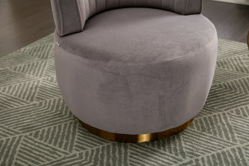 360 Degree Swivel Cuddle Barrel Accent Sofa Chairs, Round Armchairs with Wide Upholstered, Fluffy Velvet Fabric Chair for Living Room, Bedroom, Office, Waiting Rooms