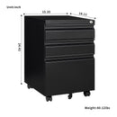 3 Drawer File Cabinet with Lock, Steel Mobile Filing Cabinet on Anti-tilt Wheels, Rolling Locking Office Cabinets Under Desk for Legal/Letter Size