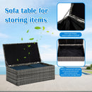 6 Pieces Wicker Patio Furniture Sets Outdoor Conversation Set PE Rattan Sectional Sofa Couch with Storage Table and Navy Blue Anti-Slip Cushions and Waterproof Covers