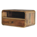 Large Floating Bedside, 1 Drawer, 1 Open Slot, Oak-ish