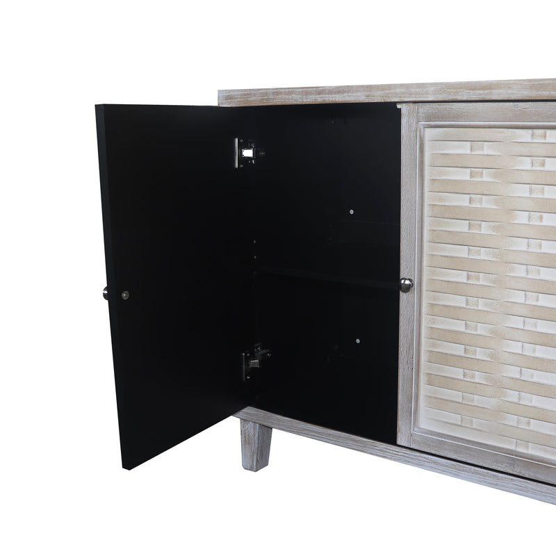 Accent Cabinet 4 Door Wooden Cabinet Sideboard Buffet Server Cabinet Storage Cabinet, for Living Room, Entryway, Hallway, Office, Kitchen and Dining Room, Natural Wood Wash