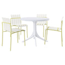 4 Piece Set Of Modern Color Block Designed Single Chairs With Round Table