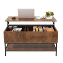 Rectangle Lift Top Coffee Table With Hidden Storage And Lower Shelf - Brown by HouseOfZazla