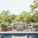 Wicker Seating Group Set With Table And Cushions by Unique Piece Furniture