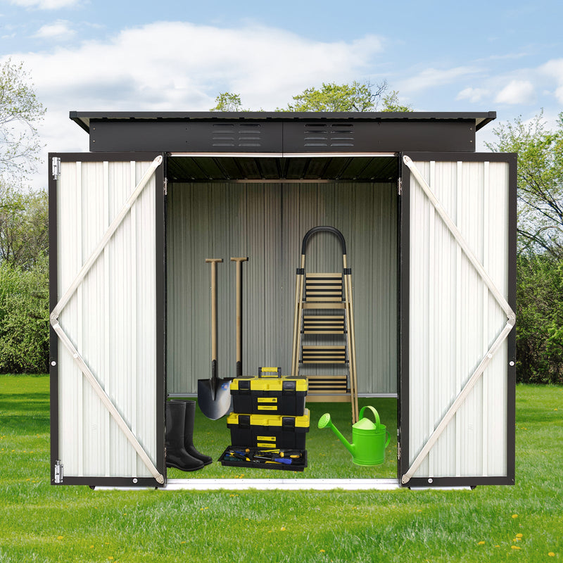 Metal garden sheds 6ftx4ft outdoor storage sheds black without inner foundation(OLD SKU:W135027883)