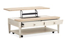 Echo Isles - Lift Top Storage Cocktail Table With Casters - Sea Pearl And Driftwood