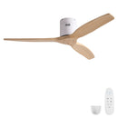 Low Profile Flush Ceiling Fan Without Light - Matte White / White by HouseOfZazla