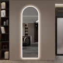 LED Full Length Wall Mirror With Symmetrical Arch Design, Dimmable 3 Color Temperature Lighting - Silver