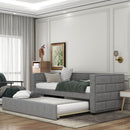 Upholstered Twin Size Daybed With Trundle, Padded Back And Sides - Gray by HouseOfZazla