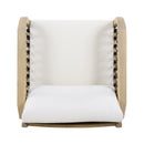 Outdoor Acacia Wood Club Chair with Handwoven Rope, Light Teak Finish by HouseOfZazla
