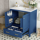 Bathroom Vanity With Single Sink, Combo Cabinet Undermount Sink, Bathroom Storage Cabinet With Two Doors And A Drawer, Soft Closing, Multifunctional Storage, Solid Wood Frame by HouseOfZazla
