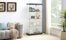 4-Tier Glass Display Cabinet, Double Door Glass Cabinet, Four Partitions, Two Locks, Floor Standing Storage Cabinet for Living Room, Bedroom, Showroom and Office, Black, 31.5"L x 14.2"W x 66.3"H
