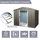 8Ft x 6Ft Outdoor Metal Storage Shed With Floor Base (SKU: W540S00012) - Gray by HouseOfZazla