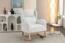 Teddy Fabric Rocking Chair With Packet Wood Legs - Ivory by HouseOfZazla