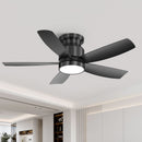 Flush Mount Ceiling Fan With LED Light 22W And Remote Control Blades For Indoor Use - Black by HouseOfZazla
