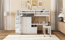 Loft Bed With Stairs, Bookshelf, Drawers, Desk & Wardrobe, Space Saving Multifunctional Furniture by HouseOfZazla