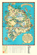 Vintage Map of Hawaii 1935