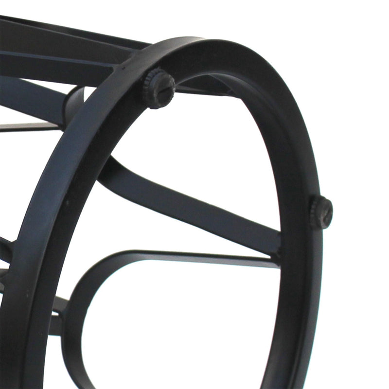 32 Inch Round Coffee Table, Mango Wood Top, Lattice Cut Out Metal Frame, Brown, Black