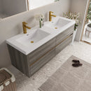 60" Wall-Mounted Bathroom Vanity with Double Sinks and Floating Storage by HouseOfZazla