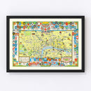 Vintage Map of London, England 1965