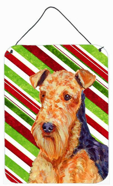 Airedale Candy Cane Holiday Christmas Wall or Door Hanging Prints