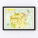 Vintage Map of San Francisco, California 1939