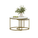 Nesting Coffee Table Set of 2 with Marble Pattern Tops