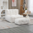 Modern Indoor Fluffy Bean Bag Chair With Memory Foam And Ottoman, Super Soft by HouseOfZazla