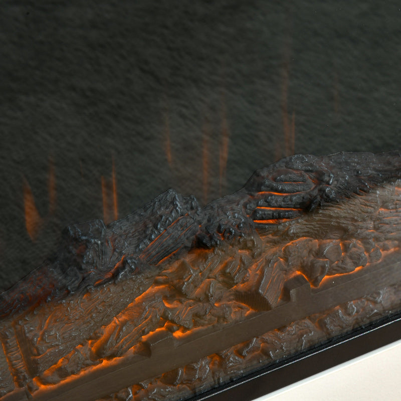 32" Electric Fireplace with Mantel, Freestanding Heater with LED Log Flame, Overheat Protection and Remote Control, 1400W, White