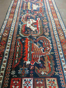 3' 7" X 14' Antique Handmade Caucasian Wool Rug Carpet Nice