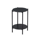 2-layer End Table with Whole Marble Tabletop, Round Coffee Table with Black Metal Frame for Bedroom Living Room Office (black, 1 piece)