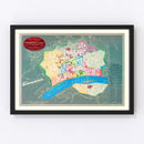 Vintage Map of Frankfurt, Germany 1844