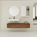 Wall Mounted Bathroom Vanity With Resin Sink And 2 Side Cabinet, 3 Soft Close Drawer - Brown Ebony by HouseOfZazla