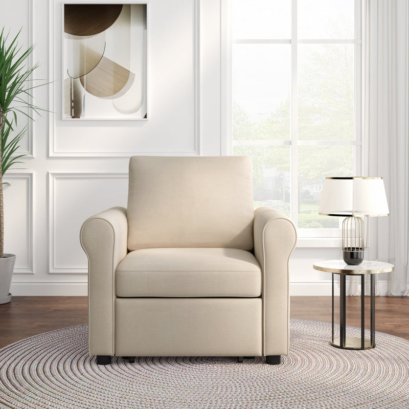 3-in-1 Sofa Bed Chair, Convertible Sleeper Chair Bed,Adjust Backrest Into a Sofa,Lounger Chair,Single Bed,Modern Chair Bed Sleeper for Adults,Beige