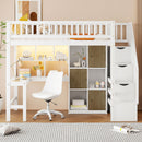Loft Bed With Built In L Shaped Desk, LED Lights, Storage Shelves, Cabinets, And Staircase by Unique Piece Furniture