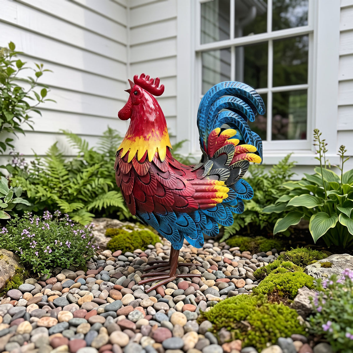 Wrought-Iron Rooster Garden Statue, photo 2 of 8