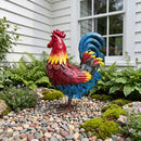 Wrought-Iron Rooster Garden Statue