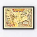Vintage Map of United States 1926