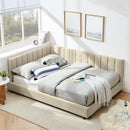 Mid-Century Upholstered Tufted Bed Frame With Backrest And Armrests by Unique Piece Furniture