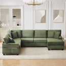 Upholstered U-Shaped Sectional Sofa With Movable Ottoman And Side Storage Pockets by Unique Piece Furniture