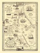 Vintage Map of Plymouth & Duxbury, 1929