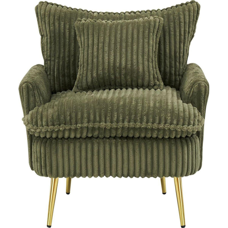 30.31 inch single chair Fashion sofa, green sofa, coarse corduroy fabric, soft and comfortable, suitable for apartment office living room bedroom meeting room