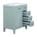30" Bathroom Vanity with Sink Combo, Green Bathroom Cabinet with Drawers, Solid Frame and MDF Board
