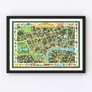 Vintage Map of London, England 1950